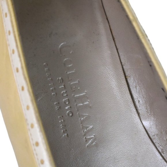 Cole Haan Studio Heels 7 AA Womens Beige Narrow Bow Front Block Heel Slip On - Picture 6 of 13